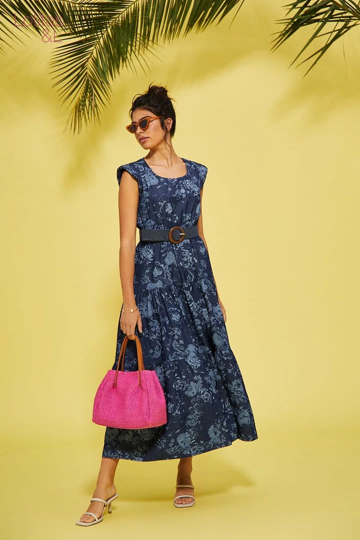 Lolitas & L New Arrivals Alfeu Denim Floral Maxi Dress