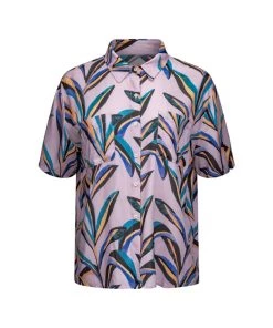 Hilary MacMillan Cai Hawaiian Print Short Sleeve Blouse