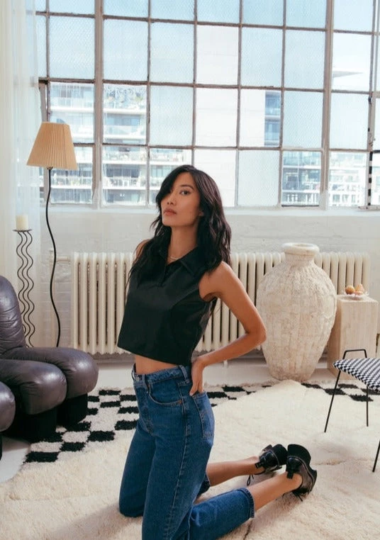 Hilary MacMillan Carvel Leather Sleeveless Polo New Arrivals