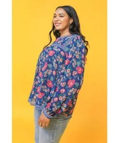 Ms. Meri Mak Cais Plus Size Floral Smock Top