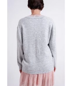 Q2 New Arrivals Nadia V Neck Sweater In Light Grey