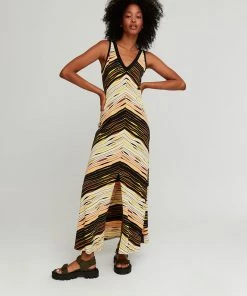 Aldo Martins Crepis Colourful Stripe Midi Dress