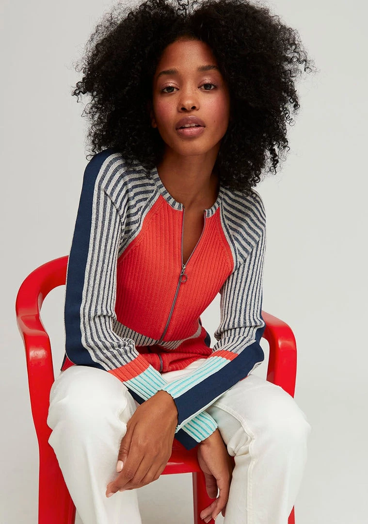 Aldo Martins Plume Orange & Charcoal Zip Cardigan New Arrivals