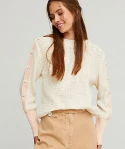 Aldo Martins New Arrivals Prune Button-Sleeve Crewneck Sweater