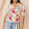 Ms. Meri Mak New Arrivals Cezanne Plus Size Floral Wrap Top