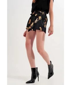 Q2 New Arrivals Pascala Satin Shorts In Tiger Print