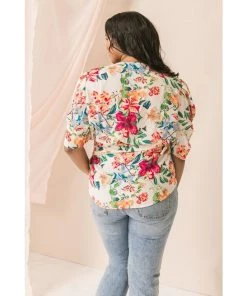Ms. Meri Mak New Arrivals Cezanne Plus Size Floral Wrap Top
