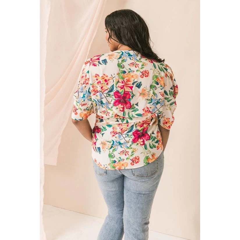 Ms. Meri Mak New Arrivals Cezanne Plus Size Floral Wrap Top