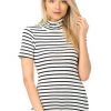 Ms. Meri Mak Celerina Short Sleeve Striped Turtleneck