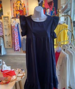 VLT's Aldo Cotton Poplin Navy Dress New Arrivals