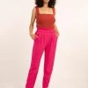 FRNCH New Arrivals Phanelie Hot Pink Straight Leg Pants