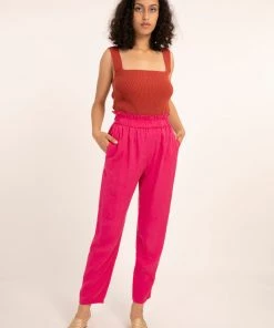 FRNCH New Arrivals Phanelie Hot Pink Straight Leg Pants