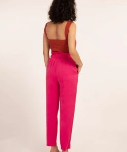 FRNCH New Arrivals Phanelie Hot Pink Straight Leg Pants