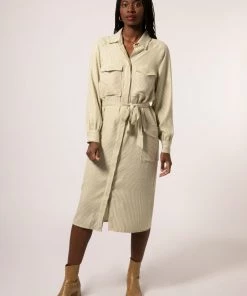 FRNCH Adoina Dress | Sage | Pinstripe