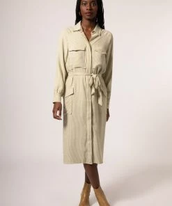 FRNCH Adoina Dress | Sage | Pinstripe