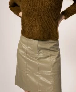 FRNCH Etinenne Skirt | Sage | Vegan Leather