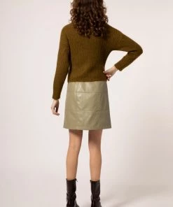 FRNCH Etinenne Skirt | Sage | Vegan Leather