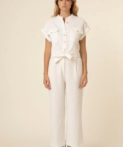 FRNCH Celene Front-Tie Shirt