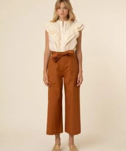 FRNCH Hilary High Waisted Chestnut Trouser