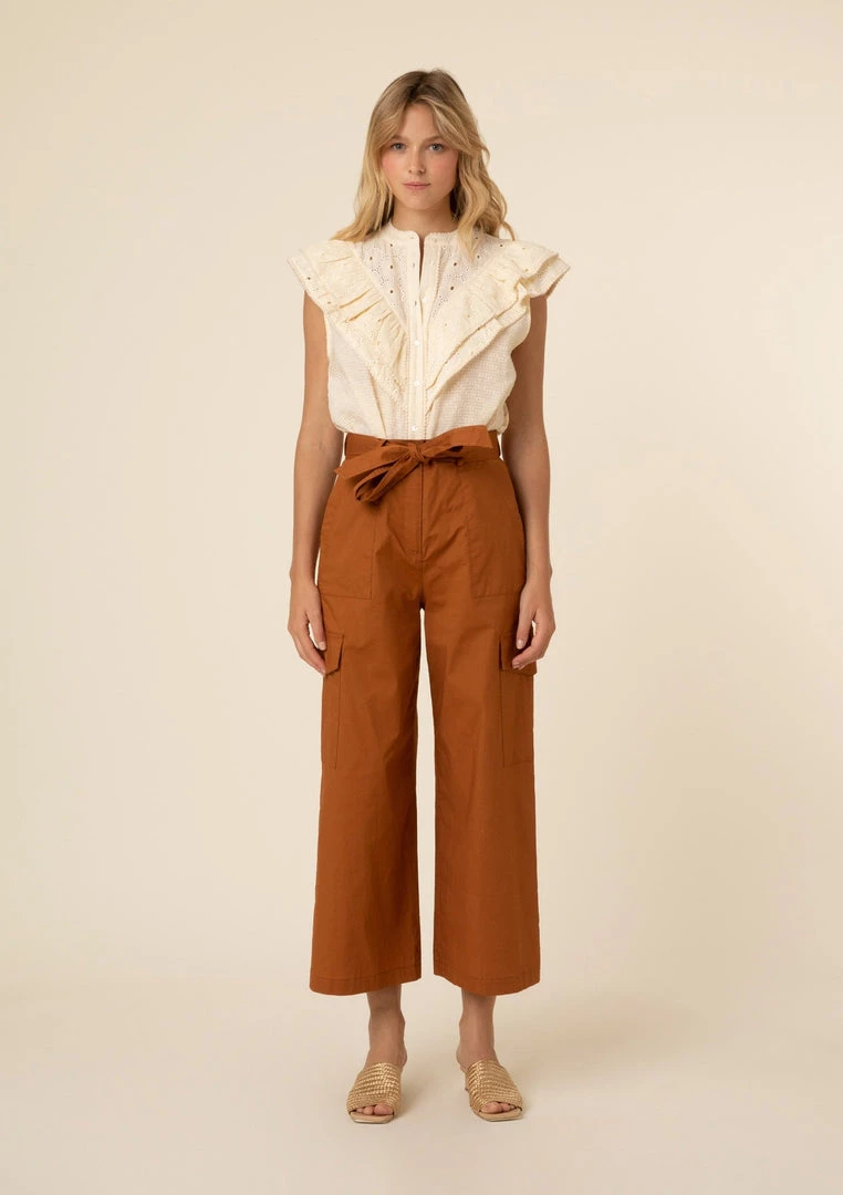 FRNCH Hilary High Waisted Chestnut Trouser