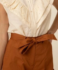 FRNCH Hilary High Waisted Chestnut Trouser