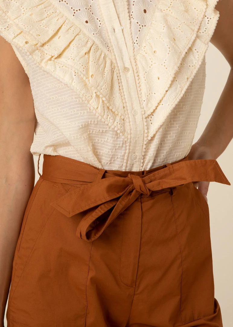 FRNCH Hilary High Waisted Chestnut Trouser