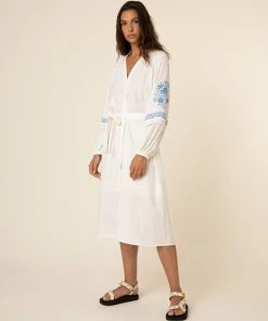 FRNCH New Arrivals Octavie Notch Neck Embroidered Dress