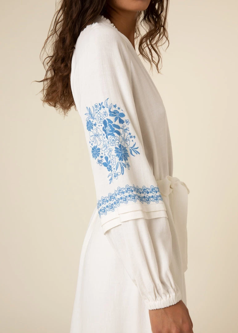 FRNCH New Arrivals Octavie Notch Neck Embroidered Dress