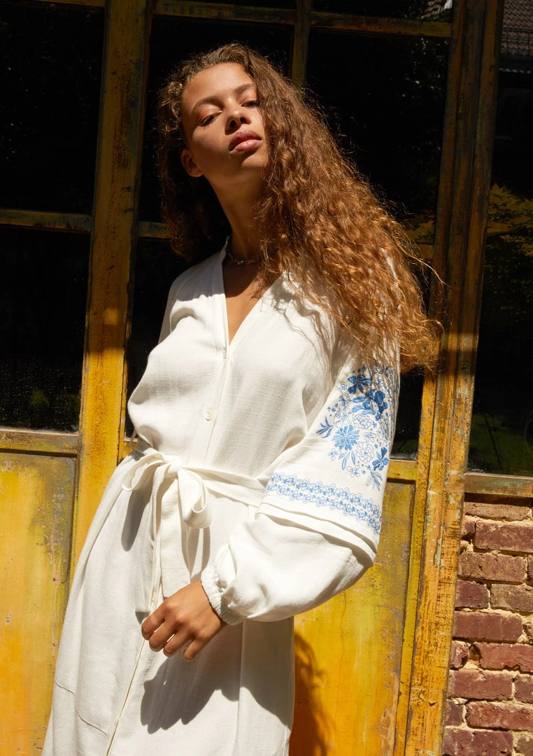 FRNCH New Arrivals Octavie Notch Neck Embroidered Dress