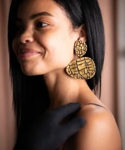 Ms. Meri Mak Etta Snake Pebble Drop Earrings
