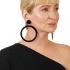Ms. Meri Mak Eliana Black Plexi Glass Large Hoop Earring