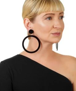 Ms. Meri Mak Eliana Black Plexi Glass Large Hoop Earring
