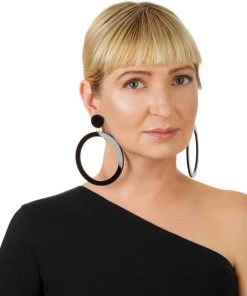 Ms. Meri Mak Eliana Black Plexi Glass Large Hoop Earring