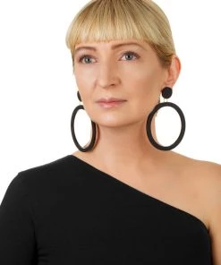Ms. Meri Mak Eliana Black Plexi Glass Large Hoop Earring