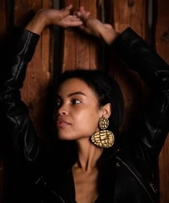 Ms. Meri Mak Etta Snake Pebble Drop Earrings