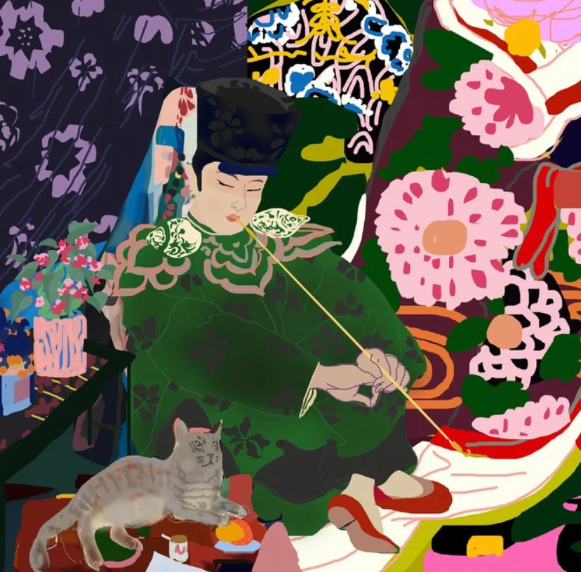 Silk Robes & Scarves Santiago Paredes: Blossom Portrait Silk Scarf