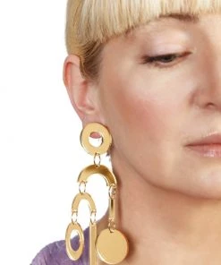 Ms.Meri Mak Hand-Made Accessories Estelle Gold-Mirror Geometric Mobile Earrings