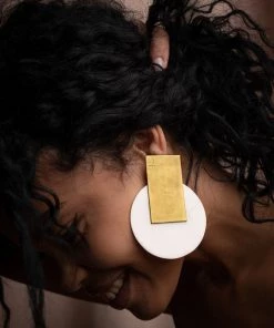 Ms.Meri Mak Hand-Made Accessories Evony Gold + White Earrings