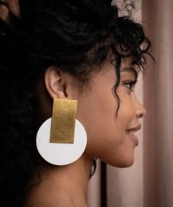 Ms.Meri Mak Hand-Made Accessories Evony Gold + White Earrings