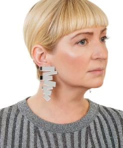 Ms. Meri Mak Elodie Mirror ZigZag Earrings Hand-Made Accessories