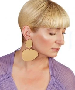 Ms. Meri Mak Estela Gold-Mirror Pebbles Earrings Hand-Made Accessories