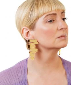 Ms. Meri Mak Elodie Mirror ZigZag Earrings Hand-Made Accessories