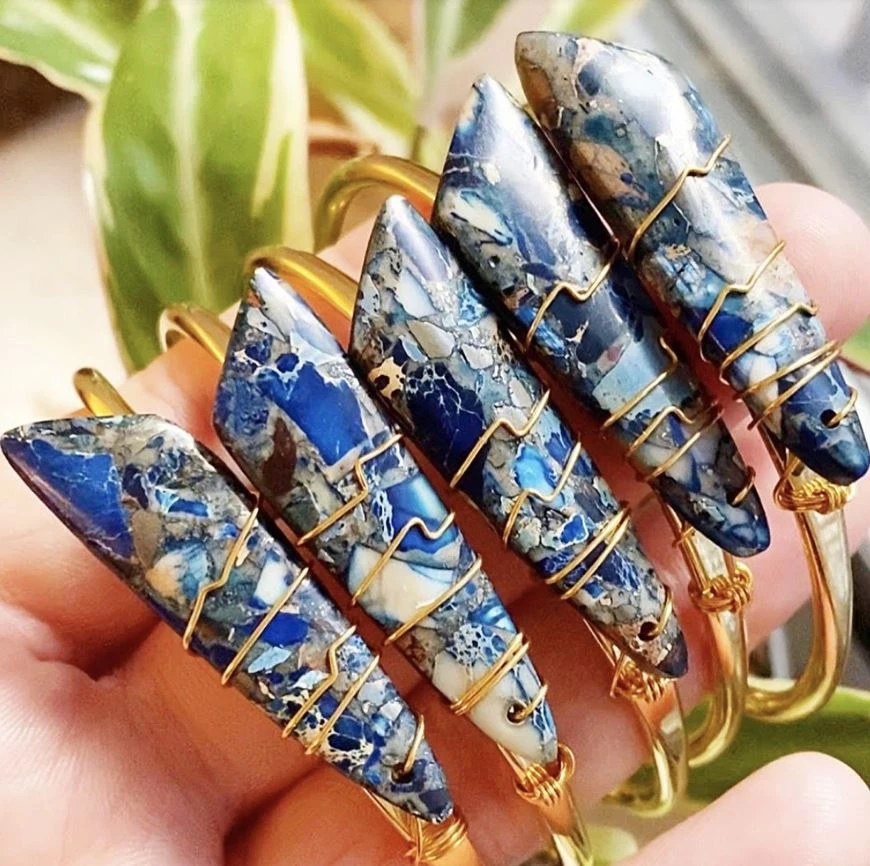 Hand-Made Accessories Jasper Cuff Gem Stone Bracelet By Etymology Jewelry