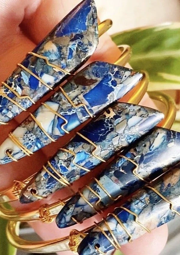 Hand-Made Accessories Jasper Cuff Gem Stone Bracelet By Etymology Jewelry