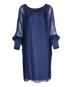 M Aroura Long Sleeve Silk Shift Dress Plus Size
