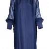 M Aroura Long Sleeve Silk Shift Dress Plus Size