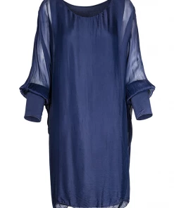 M Aroura Long Sleeve Silk Shift Dress Plus Size