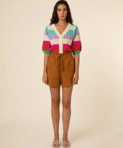 FRNCH New Arrivals Evelyne Rainbow Crochet Cardigan