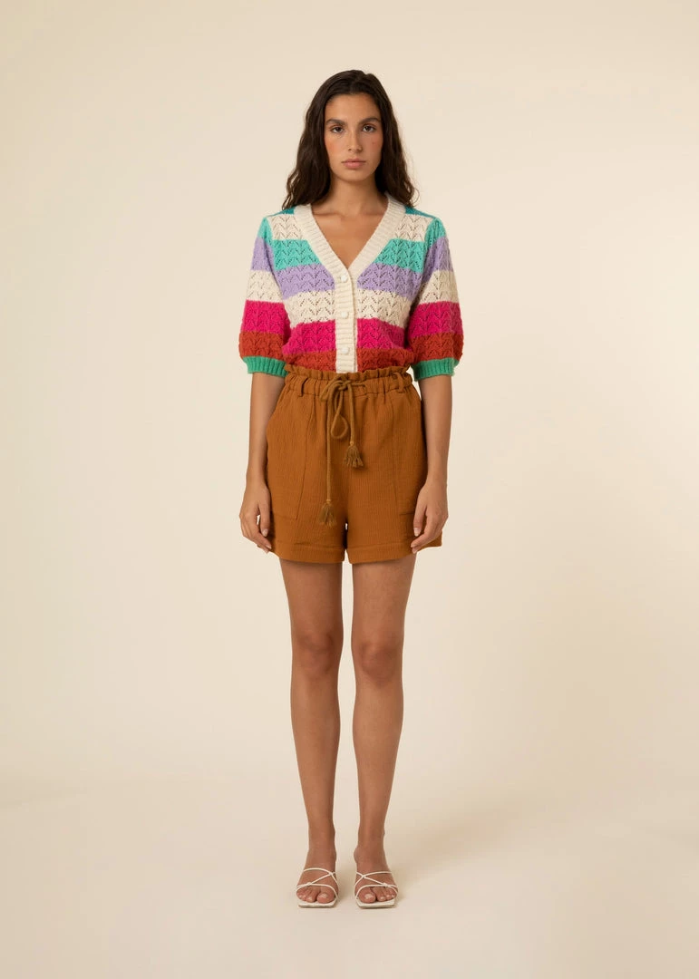 FRNCH New Arrivals Evelyne Rainbow Crochet Cardigan
