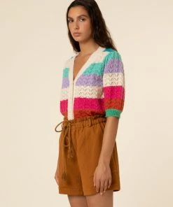 FRNCH New Arrivals Evelyne Rainbow Crochet Cardigan